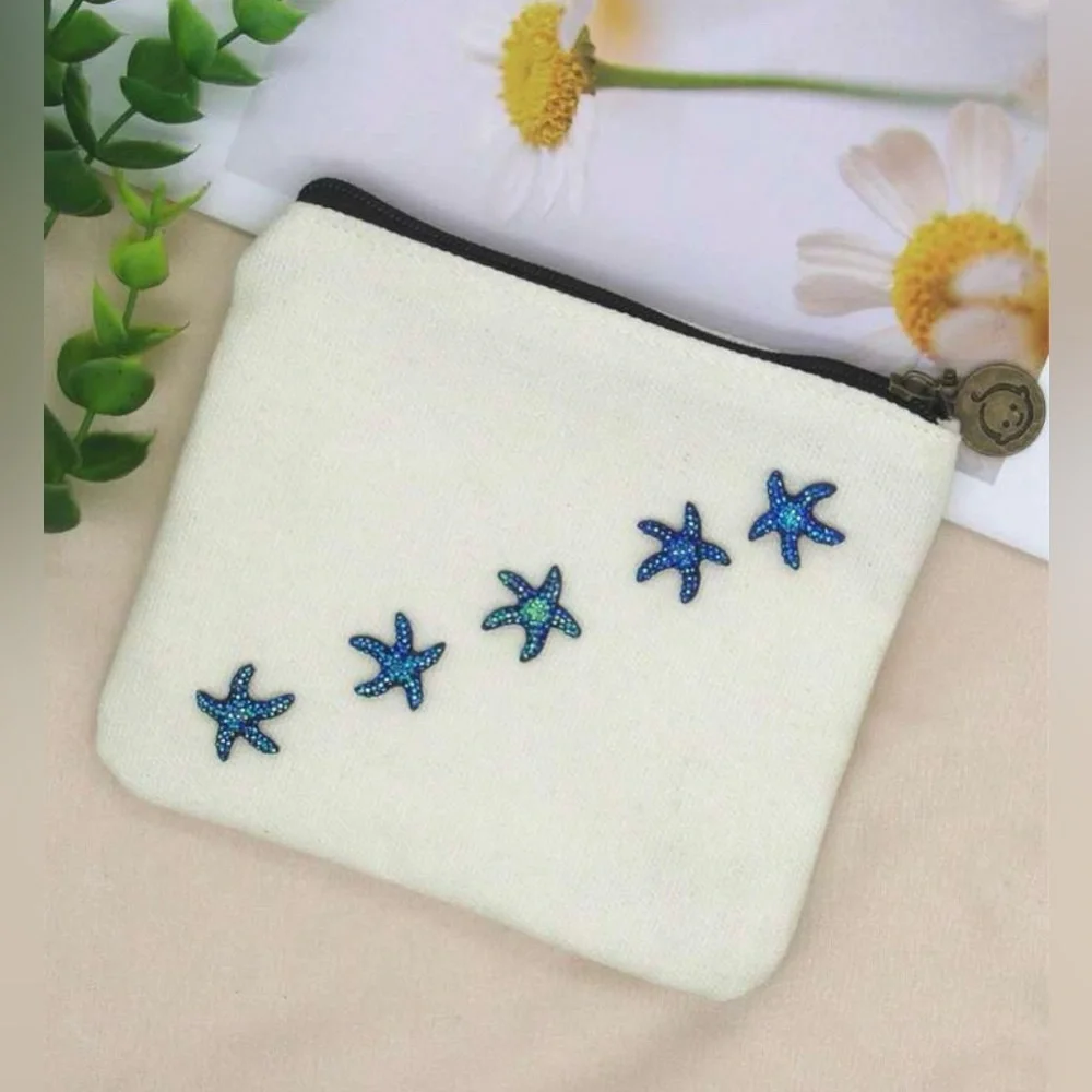 30 Blue Starfish-Shaped Glitter Appliqués For Earrings, Hair, Crafts, NWT